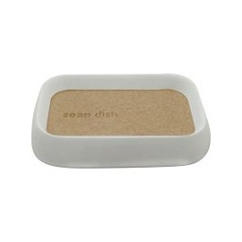 Jabonera Piedra beige con blanco