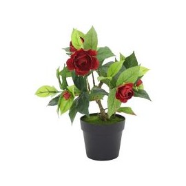 Camelia roja artificial c/maceta 22 x 17 cm