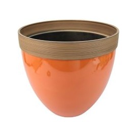 Maceta plástico glaseado naranja 36x33 cm