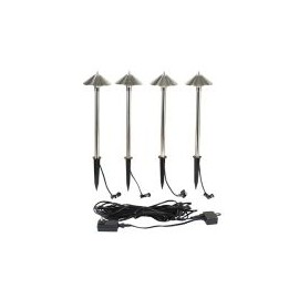 Estaca Solar led 1W Luxor plata 4luces neutra 100lm metal X4 IP44 50cm