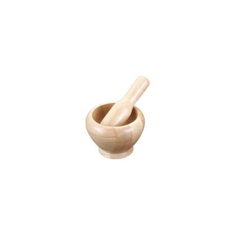Mortero de madera de árbol de caucho