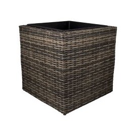 Maceta esterno cubo polyratán 50 x 50 cm