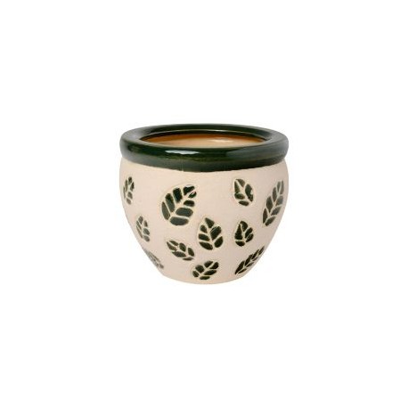 Maceta hojas verde oscuro 17x12