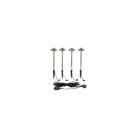 Estaca Solar led 1W Luxor plata 4luces neutra 100lm metal X4 IP44 50cm
