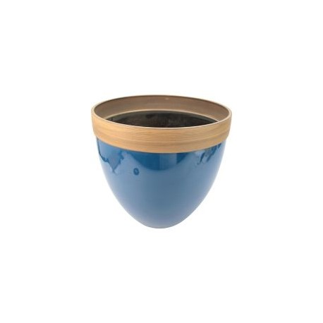 Maceta plástico glaseado azul 36x33 cm