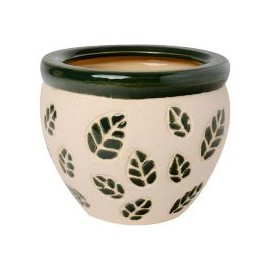 Maceta hojas verde oscuro 17x12