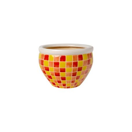 Maceta mosaico amarillo 17x12