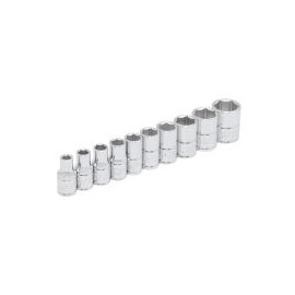 Juego de 10 dados en pulgadas 1/4" en riel
