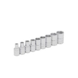 Juego de 9 dados métricos 1/4" en riel