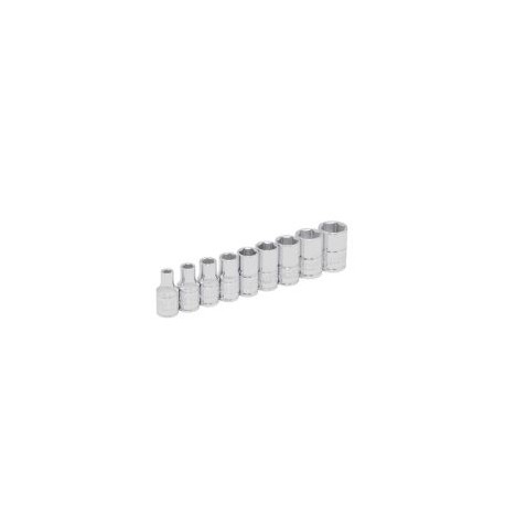 Juego de 9 dados métricos 1/4" en riel