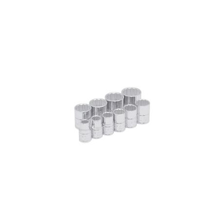 Juego de 10 dados en pulgadas 3/8" en riel